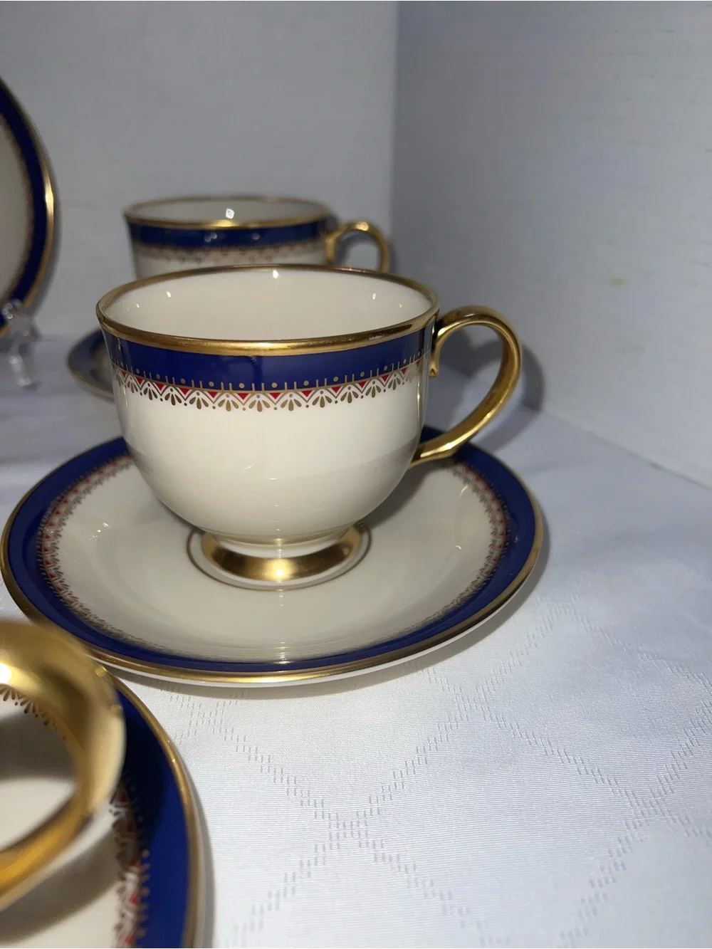 Lenox Presidential Collection Jefferson Footed Cup and Saucer 24K Gold Set of 7